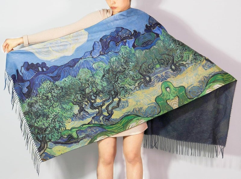 Wander Agio Fashion Painting Scarf for Women Long Shawl Large Warm Scarves Cashmere Feel Retro Fall Shawls - Image 1